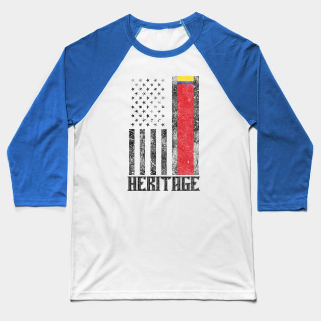 Colombia Hispanic Heritage distressed flag Baseball T-Shirt by Coqui Tees